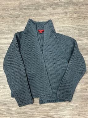 Sundance 100% Merino Lambswool Chunky Knit Cardigan Sweater Blue Gray PM Petite